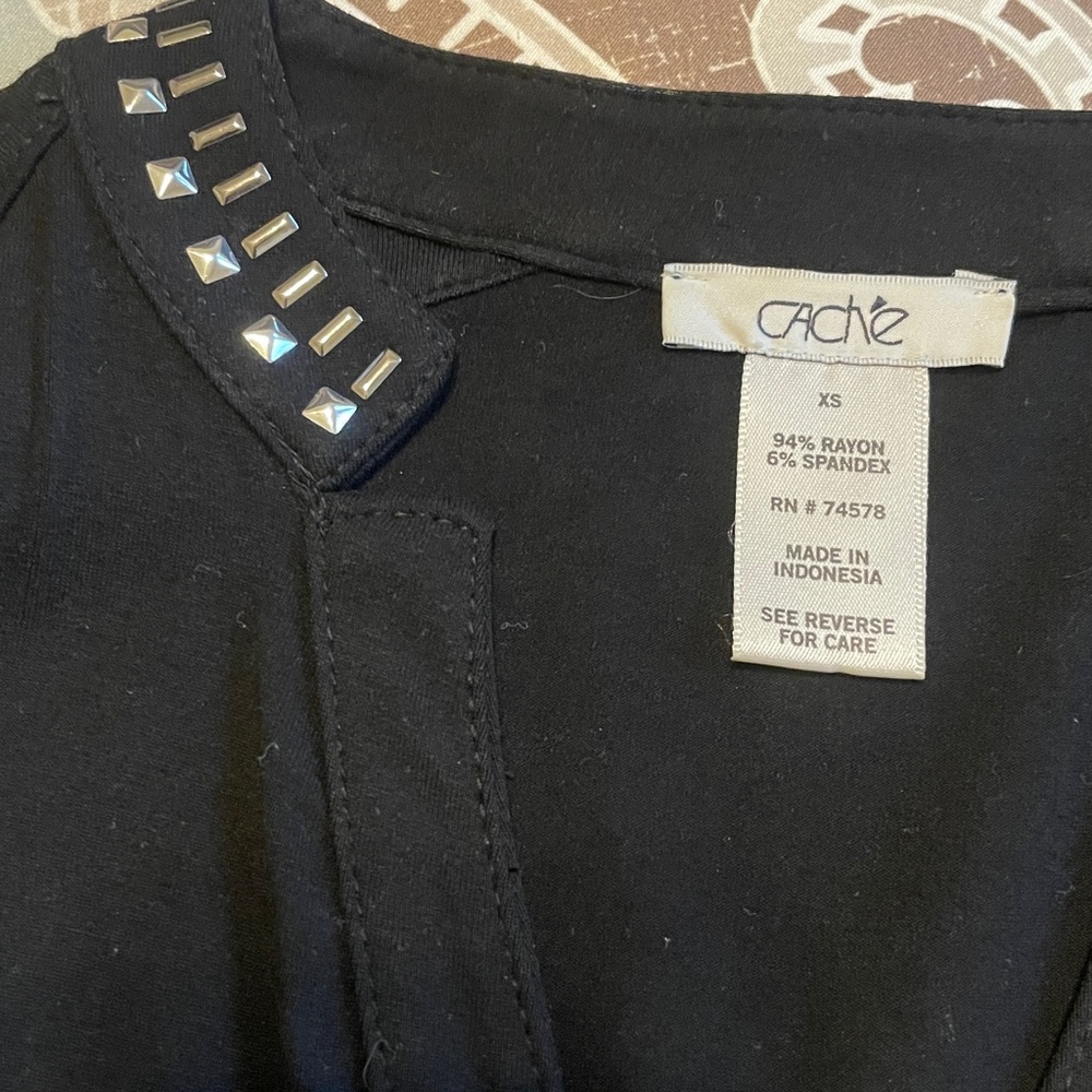 Cache Black Blouse Jacket With Silver Stud Accents - image 5